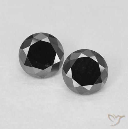 0.25ctw Natürlicher Schwarz Diamant, Runden, Lichtundurchlässig