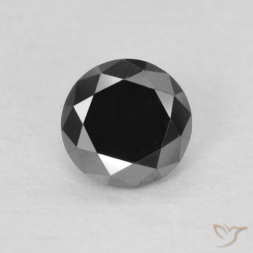 0.14ct Natürlicher Schwarz Diamant, Runden, Lichtundurchlässig