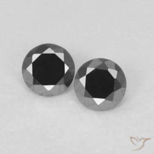 0.09ctw Natürlicher Schwarz Diamant, Runden, Lichtundurchlässig