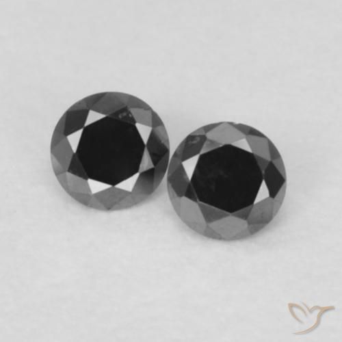 0.09ctw Natürlicher Schwarz Diamant, Runden, Lichtundurchlässig