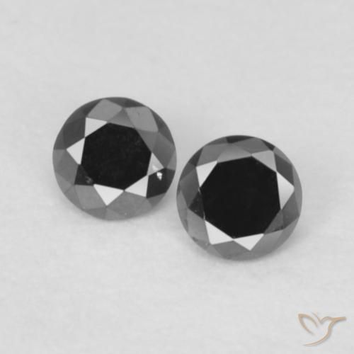 0.10ctw Natürlicher Schwarz Diamant, Runden, Lichtundurchlässig