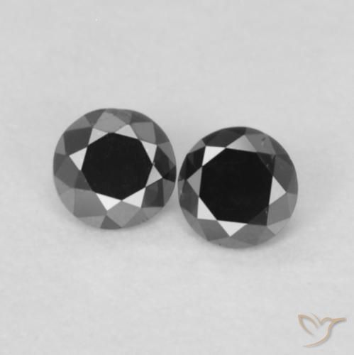 0.10ctw Natürlicher Schwarz Diamant, Runden, Lichtundurchlässig