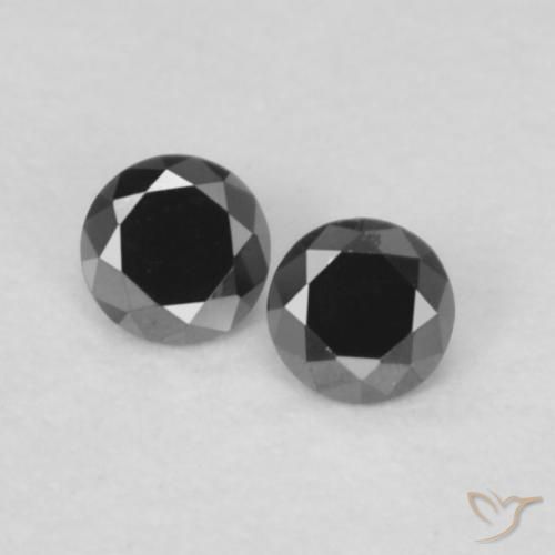 0.09ctw Natürlicher Schwarz Diamant, Runden, Lichtundurchlässig