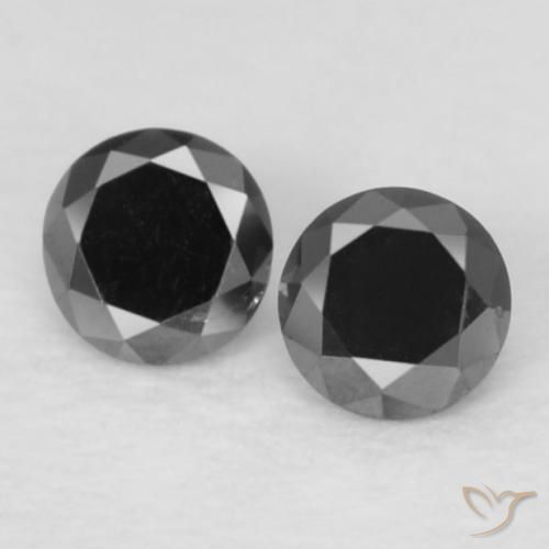 0.09ctw Natürlicher Schwarz Diamant, Runden, Lichtundurchlässig