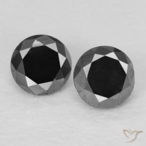 0.11ctw Natürlicher Schwarz Diamant, Runden, Lichtundurchlässig