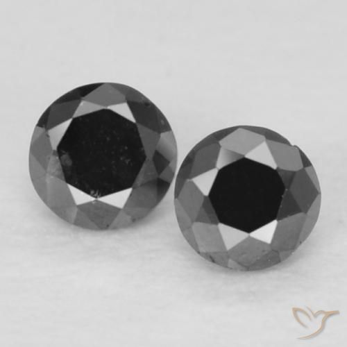 0.11ctw Natürlicher Schwarz Diamant, Runden, Lichtundurchlässig
