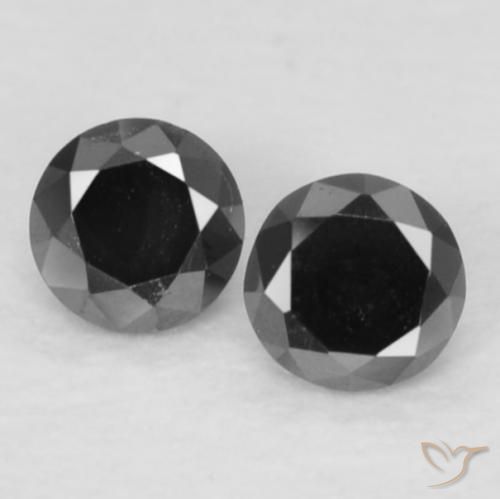 0.09ctw Natürlicher Schwarz Diamant, Runden, Lichtundurchlässig