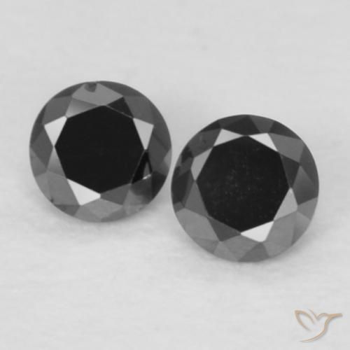 0.08ctw Natürlicher Schwarz Diamant, Runden, Lichtundurchlässig
