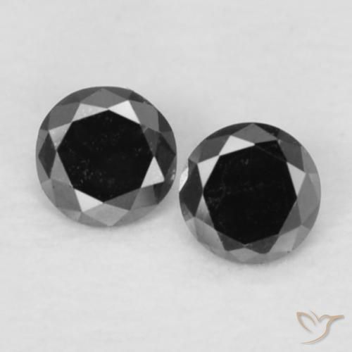 0.08ctw Natürlicher Schwarz Diamant, Runden, Lichtundurchlässig