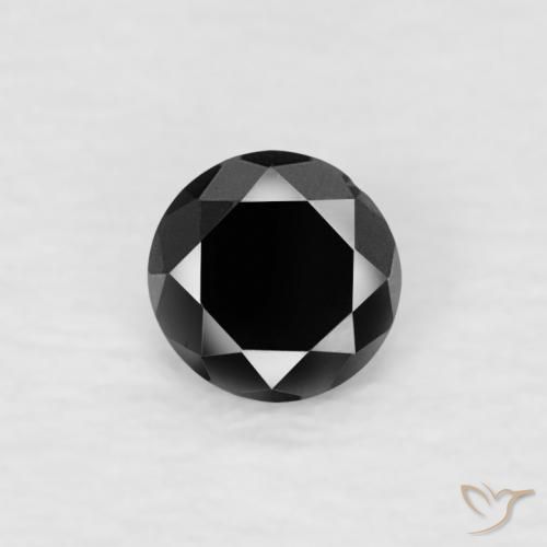 0.08ct Natürlicher Schwarz Diamant, Runden, Lichtundurchlässig, Photo A