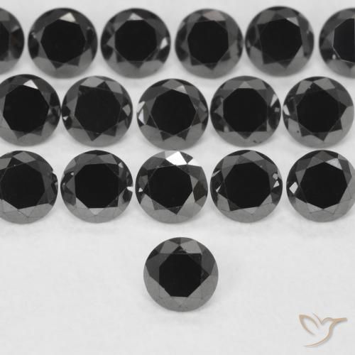 0.14ct Natürlicher Schwarz Diamant, Runden, Lichtundurchlässig
