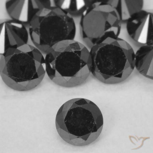 0.11ct Natürlicher Schwarz Diamant, Runden, Lichtundurchlässig