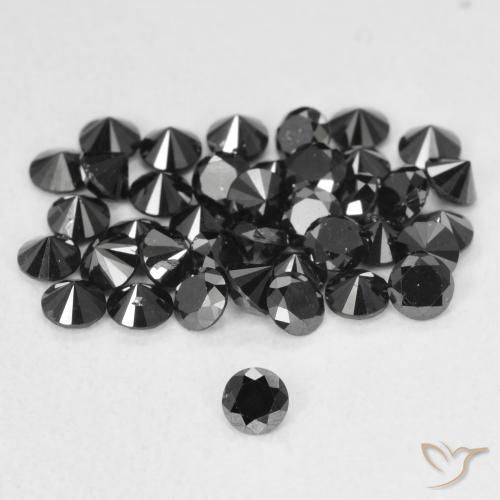 0.07ct Natürlicher Schwarz Diamant, Runden, Lichtundurchlässig