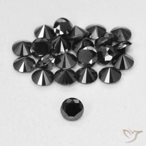 0.07ct Natürlicher Schwarz Diamant, Runden, Lichtundurchlässig
