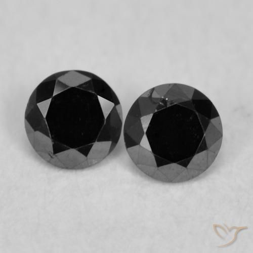 0.08ctw Natürlicher Schwarz Diamant, Runden, Lichtundurchlässig