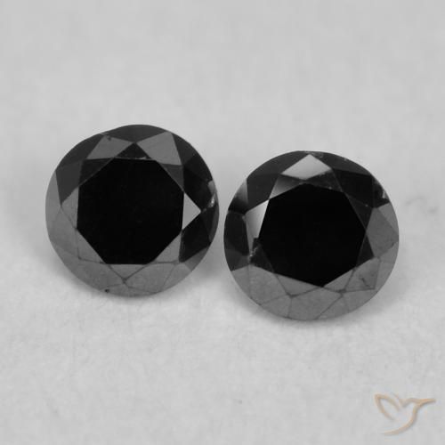 0.10ctw Natürlicher Schwarz Diamant, Runden, Lichtundurchlässig