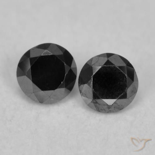 0.10ctw Natürlicher Schwarz Diamant, Runden, Lichtundurchlässig