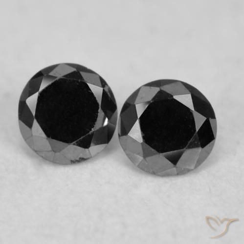 0.08ctw Natürlicher Schwarz Diamant, Runden, Lichtundurchlässig