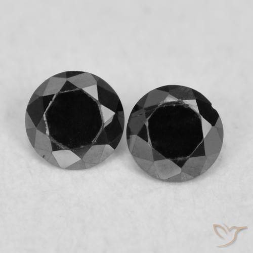 0.08ctw Natürlicher Schwarz Diamant, Runden, Lichtundurchlässig