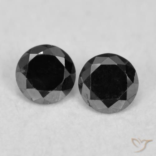 0.08ctw Natürlicher Schwarz Diamant, Runden, Lichtundurchlässig