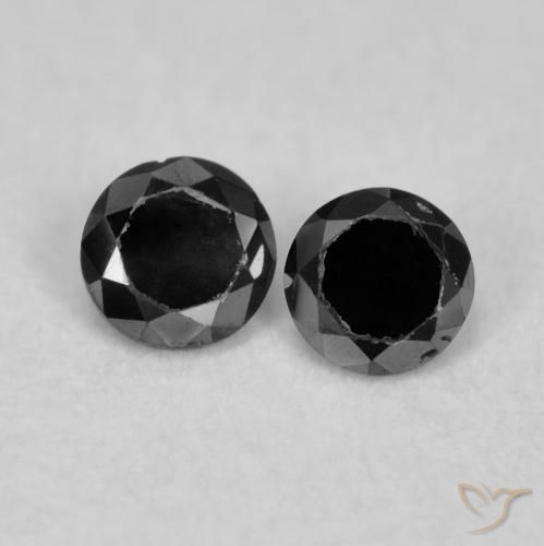 0.08ctw Natürlicher Schwarz Diamant, Runden, Lichtundurchlässig