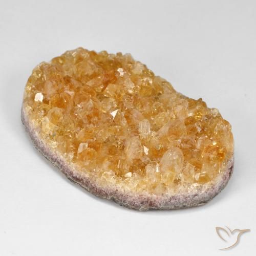 9,17 ctw natürlicher Honig-orange Druzy Citrin, Oval, Lichtundurchlässig