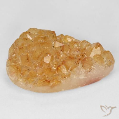 9,17 ctw natürlicher Honig-orange Druzy Citrin, Birnenform, Lichtundurchlässig