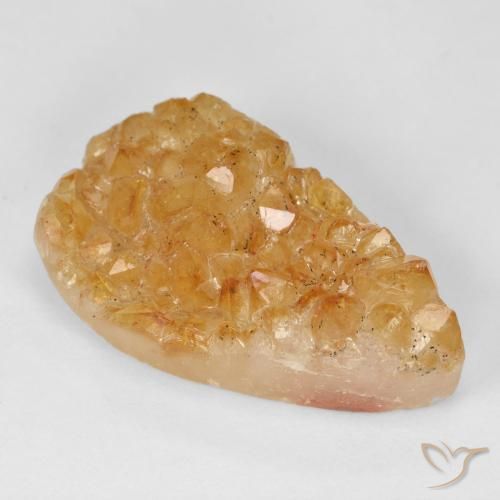 9,17 ctw natürlicher Honig-orange Druzy Citrin, Birnenform, Lichtundurchlässig