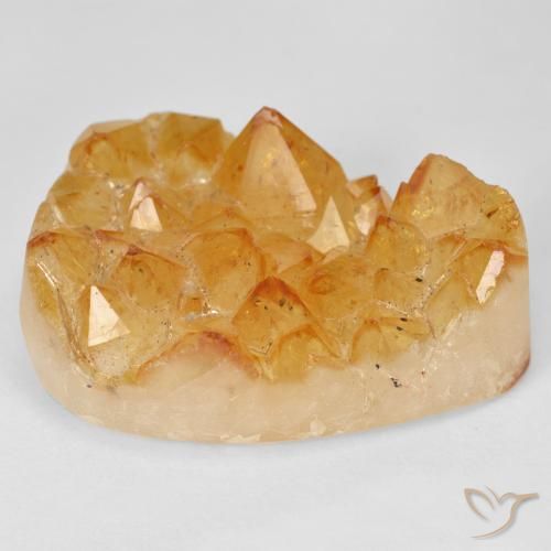 9,17 ctw natürlicher Medium Light-Orange Druzy Citrin, Birnenform, Lichtundurchlässig