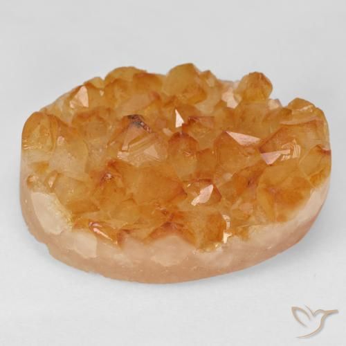 47.77ct Natürlicher Honig-orange Druzy Citrin, Oval, Lichtundurchlässig