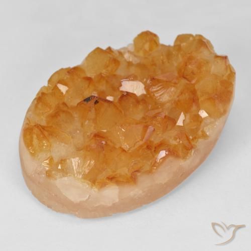 9,17 ctw natürlicher Honig-orange Druzy Citrin, Oval, Lichtundurchlässig