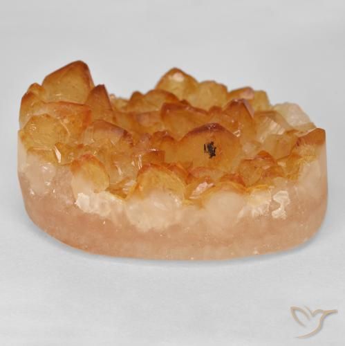 9,17 ctw natürlicher Honig-orange Druzy Citrin, Oval, Lichtundurchlässig