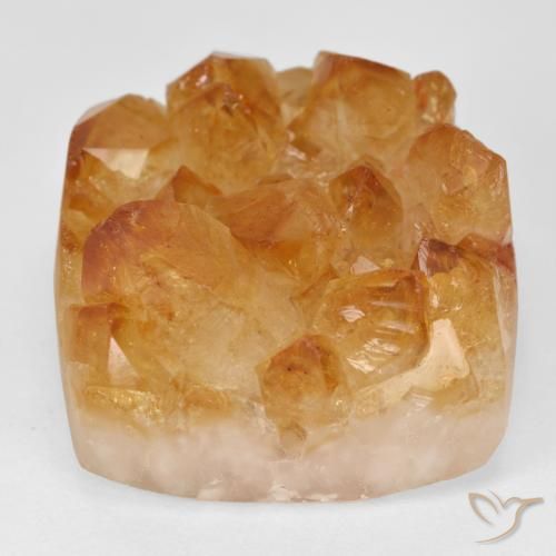 9,17 ctw natürlicher Medium Light-Orange Druzy Citrin, Quadrat, Lichtundurchlässig