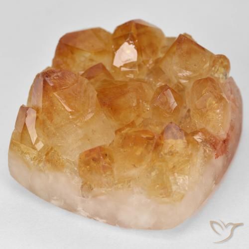 9,17 ctw natürlicher Medium Light-Orange Druzy Citrin, Quadrat, Lichtundurchlässig