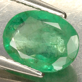 1,30 ctw natürlicher grüner Smaragd, Oval Schliff, SI-I1
