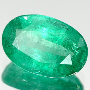 1,64 ctw natürlicher grüner Smaragd, Oval Schliff, VS