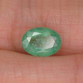 1,17 ctw natürlicher grüner Smaragd, Oval Schliff, SI-I1