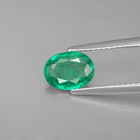 0,95 ctw natürlicher grüner Smaragd, Oval Schliff, SI-I1
