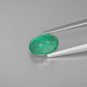 1,00 ctw natürlicher grüner Smaragd, Oval Schliff, SI-I1