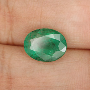 1,61 ctw natürlicher grüner Smaragd, Oval Schliff, SI-I1
