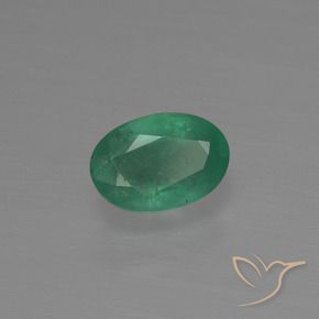 0,85 ctw natürlicher grüner Smaragd, Oval Schliff, SI