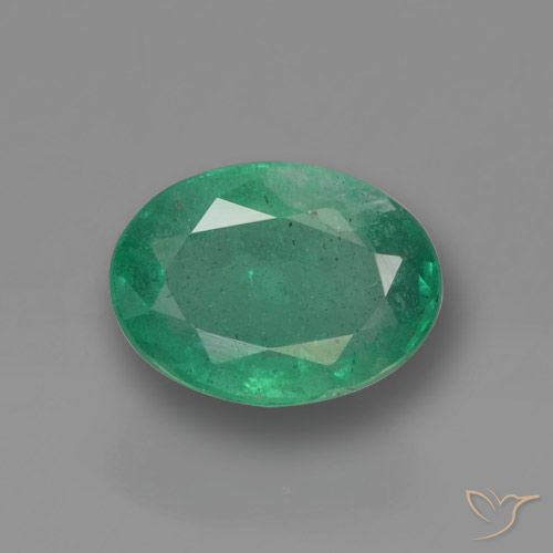 0.88ct Natürlicher Kühles Grün Smaragd, Oval, SI-I1