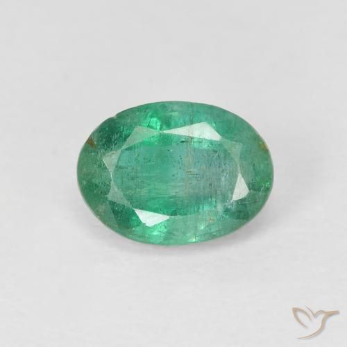 0.86ct Natürlicher Mittleres helles Grün Smaragd, Oval, SI