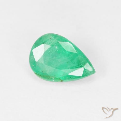 0.78ct Natürlicher Intensives Minzgrün Smaragd, Birnenform, VS-SI