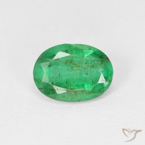 0.78ct Natürlicher Mittelgrün Smaragd, Oval, SI