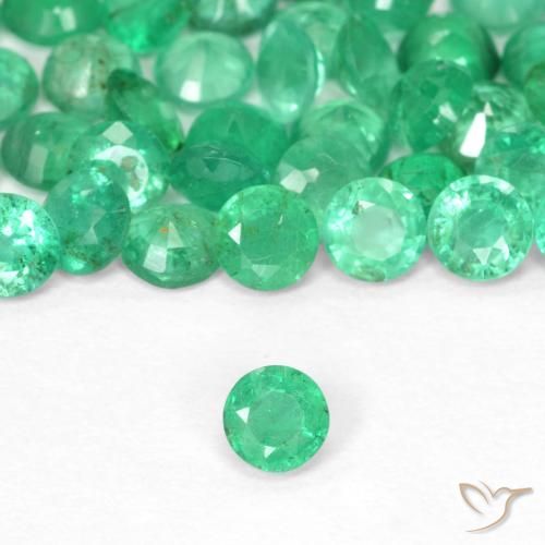 0.12ct Natürlicher Brillantes Grün Smaragd, Runden, SI