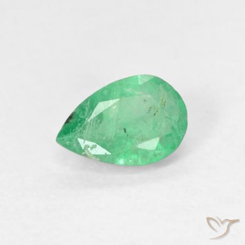 0.40ct Natürlicher Mittelgrün Smaragd, Birnenform, SI