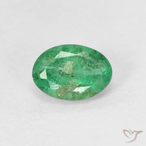 0.57ct Natürlicher Kleeblatt Grün Smaragd, Oval, SI
