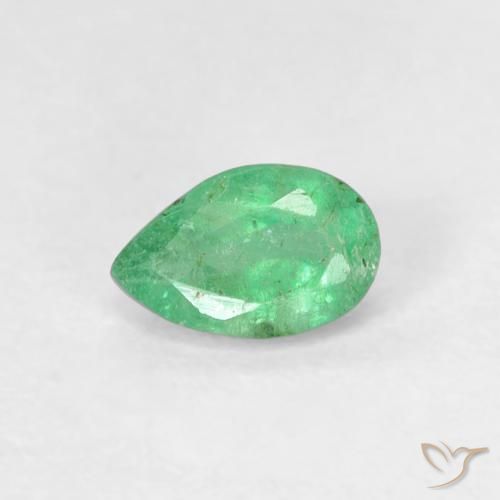 0.45ct Natürlicher Helles kühles Grün Smaragd, Birnenform, SI