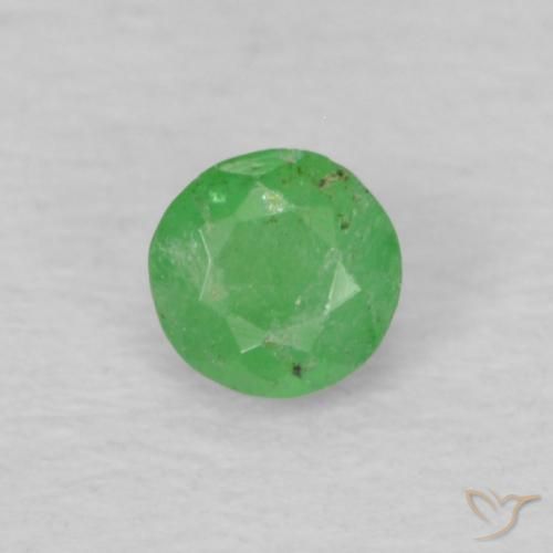 0.15ct Natürlicher Blasses Gelbgrün Smaragd, Runden, VS-SI